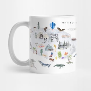 Illustrated Map of the United States Mug